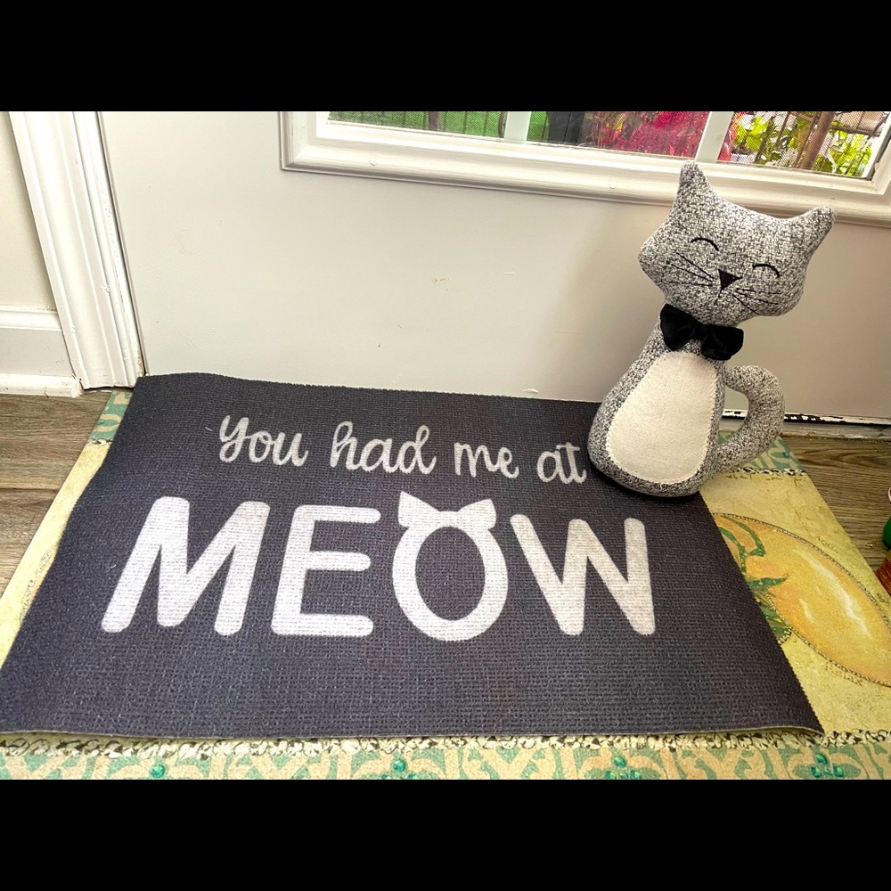 Cat Doorstop & Meow Floor Mat